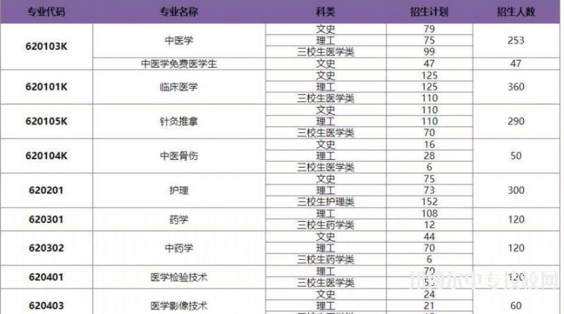 保山中醫(yī)藥高等?？茖W(xué)校2018年普通?？普猩鷮I(yè)及計劃人數(shù)