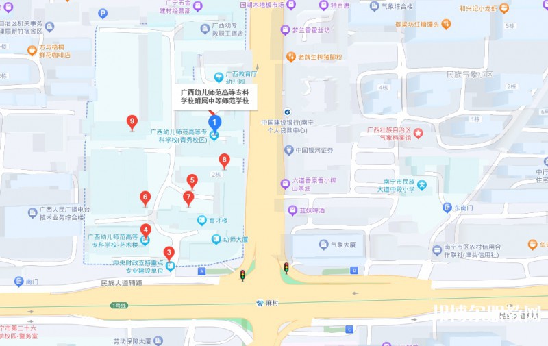 廣西幼兒師范高等?？茖W校附屬中等師范學校地址，乘車路線